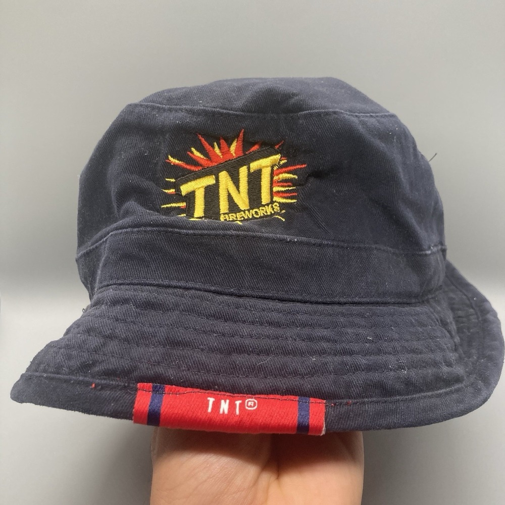 Unisex Rare Navy Black TnT Fireworks Bucket Hat Festival Summer Beach Cap